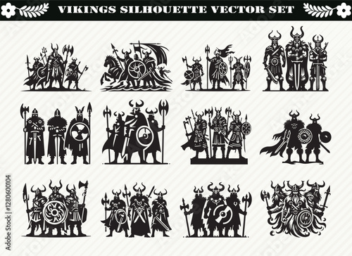 Black Viking Silhouette Illustration for Logos Prints and Design