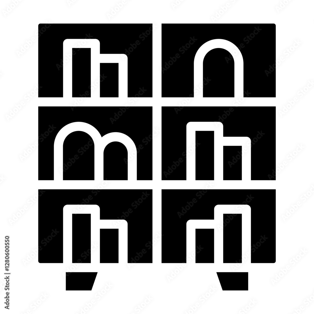 Bookshelf Vector Glyph Icon Design Bookshelf Vector Glyph Icon Design