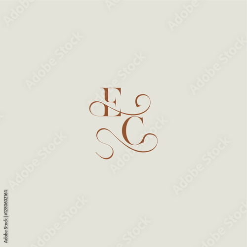 contemporary modern curvy EC initial with thin line monogram wedding style logo concept letter