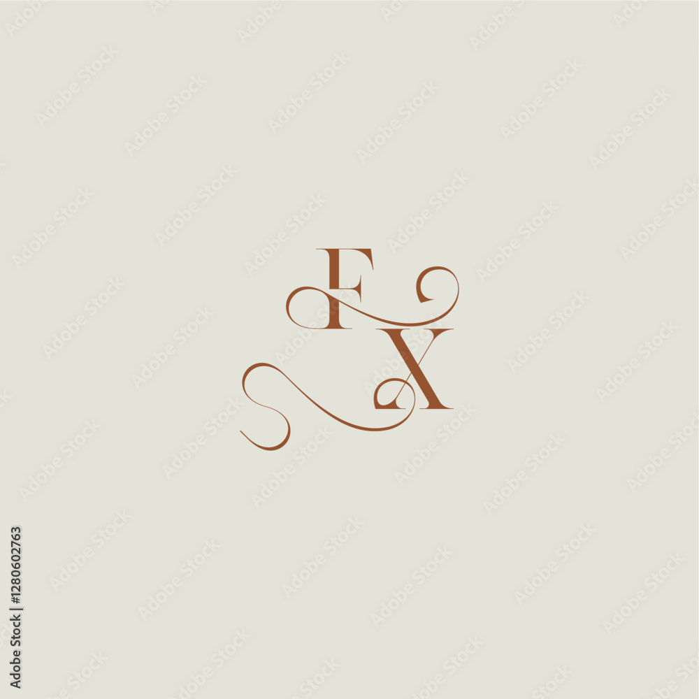 contemporary modern curvy FX initial with thin line monogram wedding style logo concept letter