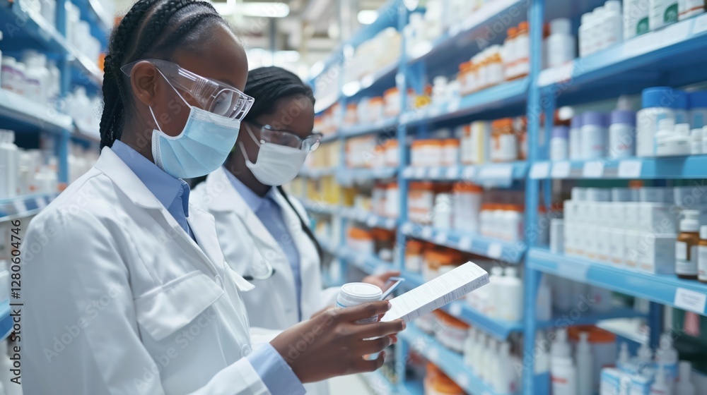 Workers inspecting supplement products Workers inspecting supplement products