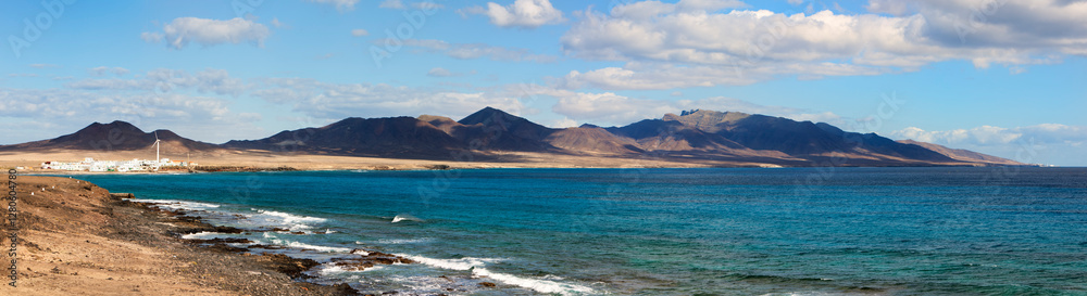 Panoramic view of the southern coastline of Fuerteventura