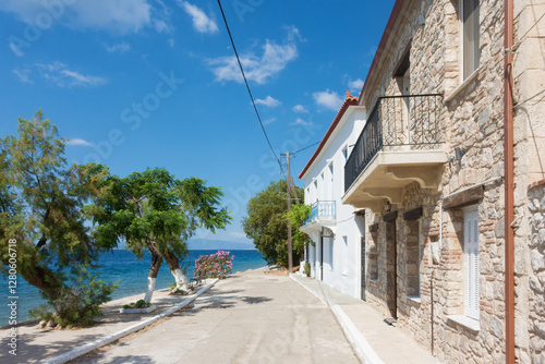 Obraz na płótnie Street in the beautiful seaside village Limni, in North Evia, Greece w salonie