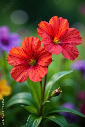 Vibrant lobelia blossoms burst forth in a summer flowerbed , purple, copy space, detail
