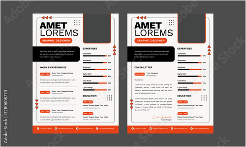 Resume CV. Minimal professional resume template design and cover letter - vector template