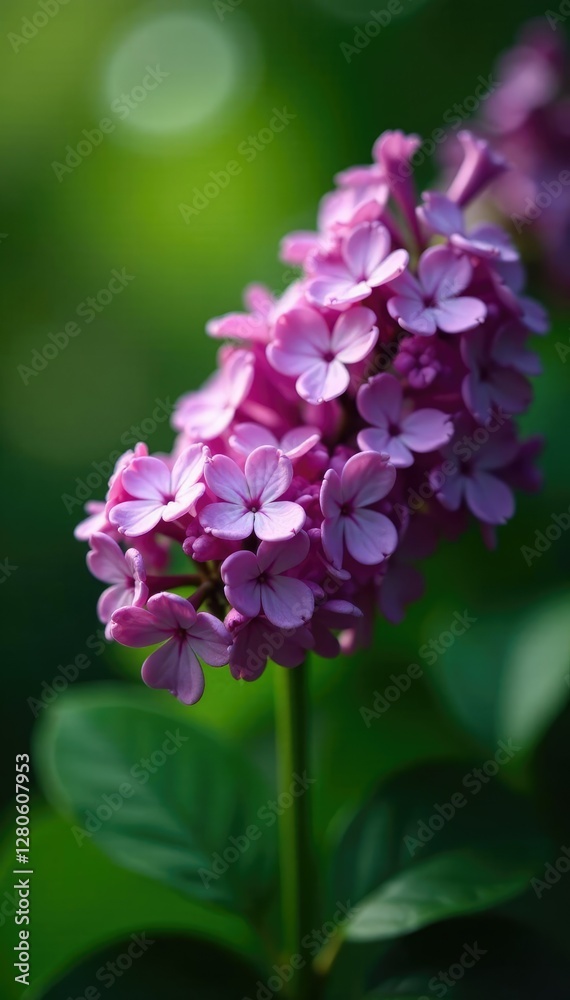 A lilac bush with a few delicate purple flowers blooming in the shade, botanical garden, purple flowers A lilac bush with a few delicate purple flowers blooming in the shade, botanical garden, purple flowers