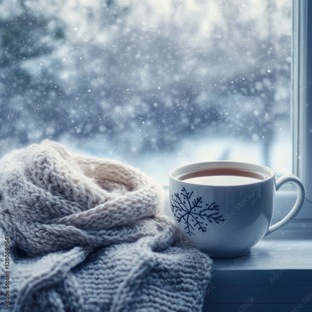 custom made wallpaper toronto digitalCozy winter window with tea and scarf