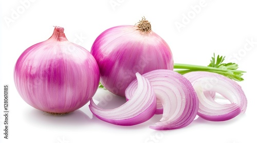 Red Onions Still Life Display Fresh Vegetable Food Preparation Culinary Ingredient Slice Health