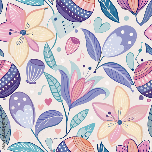 Botanical Ballet: A vibrant and cheerful pattern, this enchanting design features an array of delicate flowers, leaves, and whimsical elements, weaving together a visual symphony of nature's grace.