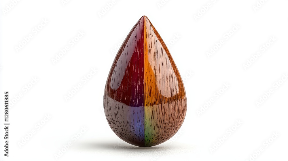 Abstract Multicolored Teardrop Shaped Object with Unique Textured Surface Abstract Multicolored Teardrop Shaped Object with Unique Textured Surface