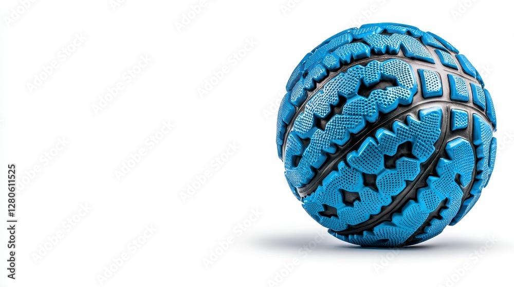 Abstract Sphere with Tire Tread Pattern: 3D Render of Gray and Blue Geometric Texture Abstract Sphere with Tire Tread Pattern: 3D Render of Gray and Blue Geometric Texture