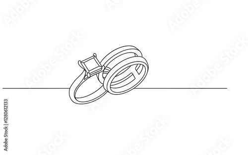 wedding rings line art  a continuous line drawing for an anniversary