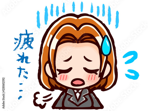 かわいいスーツ姿のちびキャラOL女性のイラスト素材4