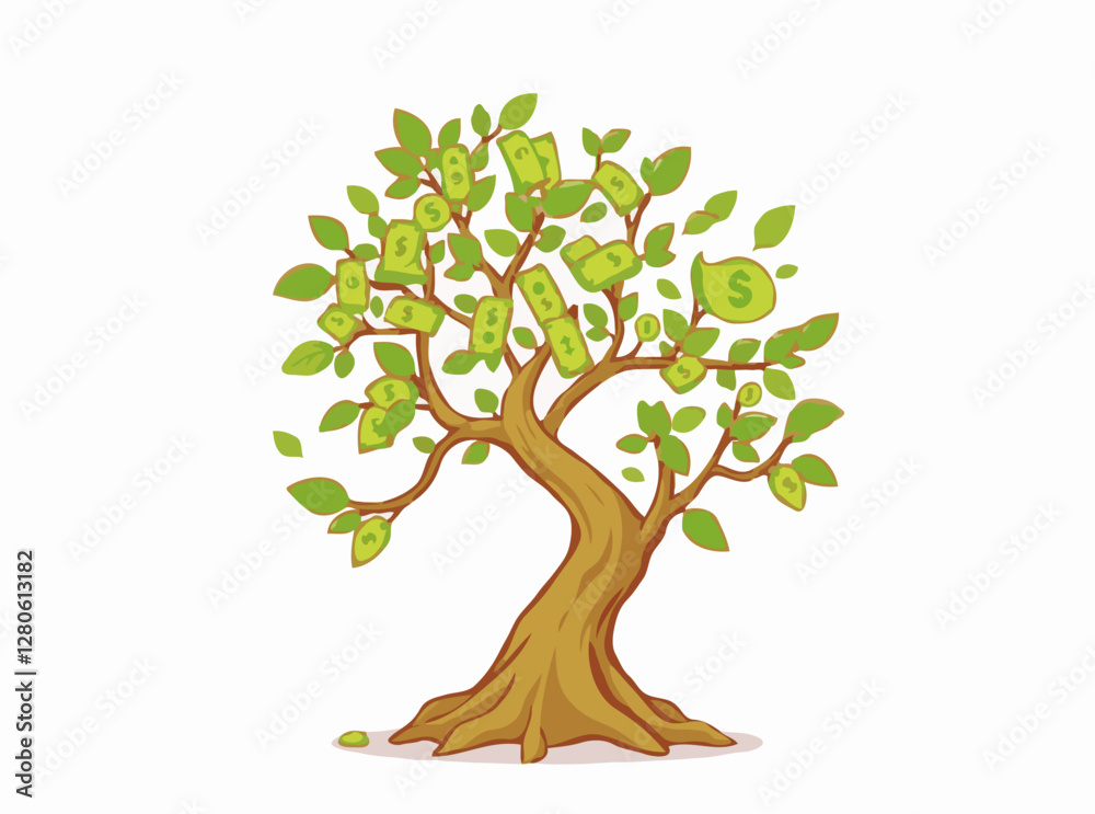 Growing Wealth: Money Tree with Investment Charts Growing Wealth: Money Tree with Investment Charts