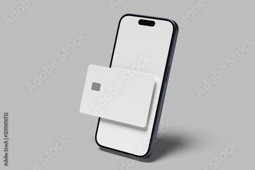 Smartphone and credit card blank mockup photo