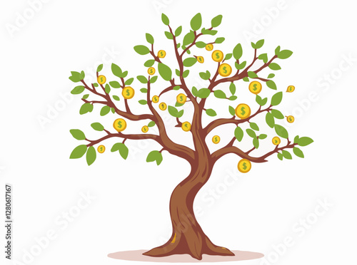 Earning Money: Money Tree with Passive Income Charts