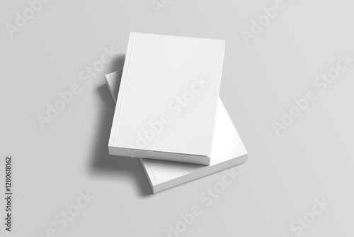 Hard cover book mock up isolated on white background. 3D rendering.