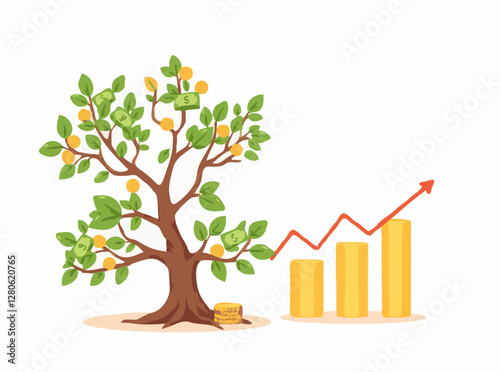 Diversified Investments: Money Tree and Stock Market Graphs