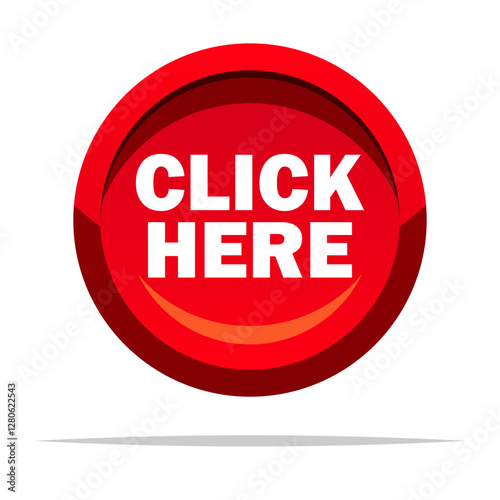 Click here round button vector isolated illustration
