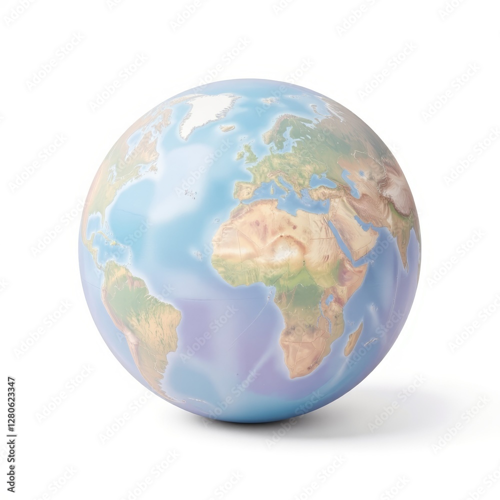 Fototapeta premium Globe representing Earth with detailed continents on white background