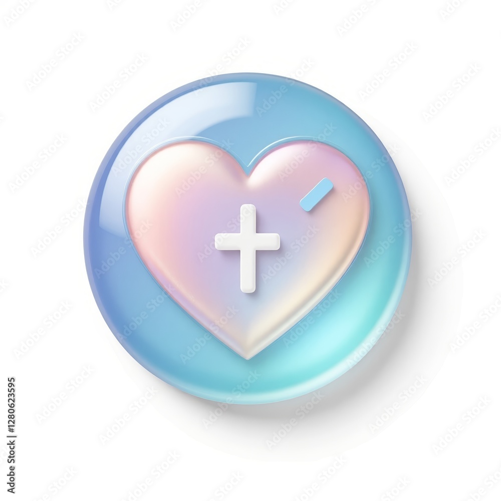 Obraz premium Heart icon with plus sign on gradient blue background