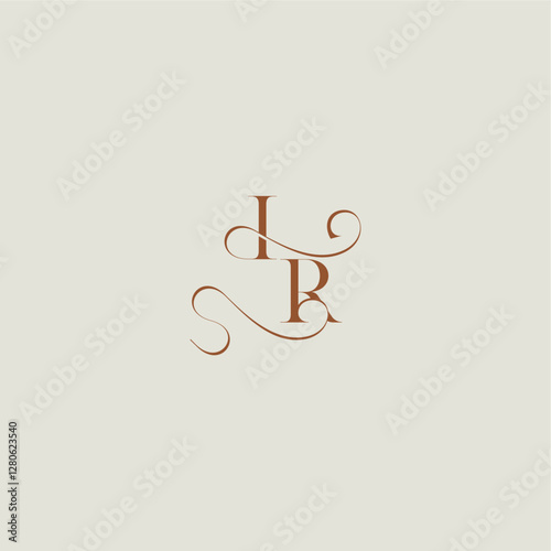 contemporary modern curvy monogram wedding style logo concept letter initial with thin line IR