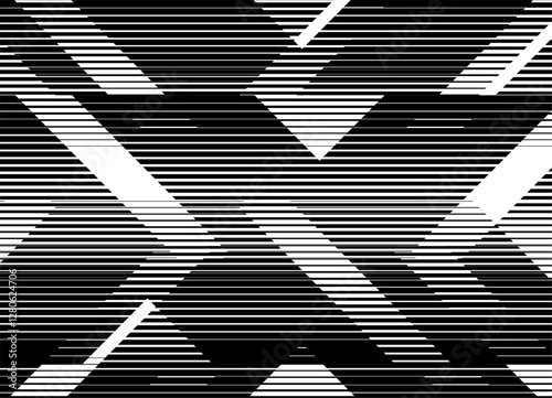 Modern black and white background of thin broken lines forming abstract letters "X". Geometric style. Pattern for backgrounds, prints, web design and graphic projects.