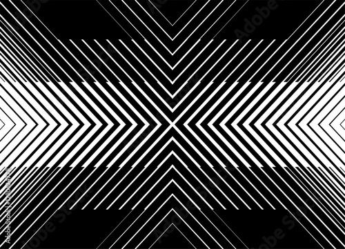 Modern black and white background of thin broken lines creating a dynamic and abstract pattern.  Geometric style, for backgrounds, prints, web design and graphic projects