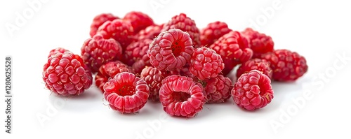 Ripe sweet raspberries isolated on white background