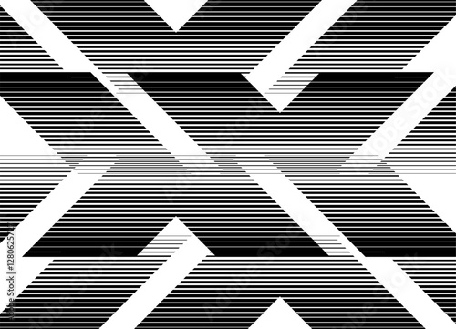 Modern black and white background of thin broken lines, abstract letters "X". Geometric style. Striped pattern for covers, prints, web design and graphic projects.