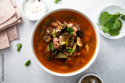 Wallpaper Mural Meat soup with gherkins and olives Torontodigital.ca