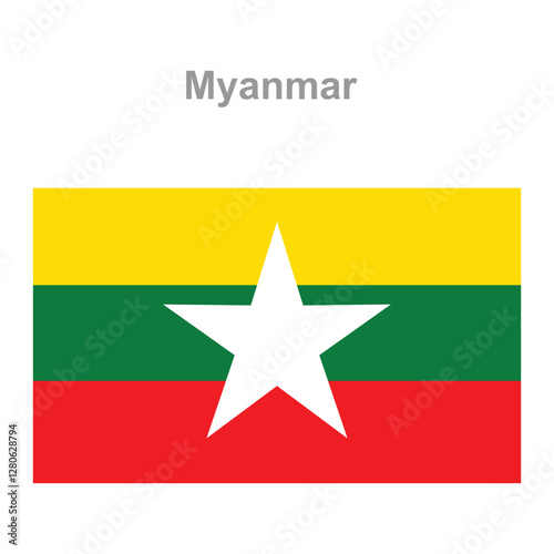 Myanmar flag. Vector illustration of the national flag