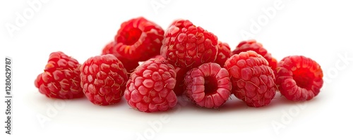 Ripe sweet raspberries isolated on white background