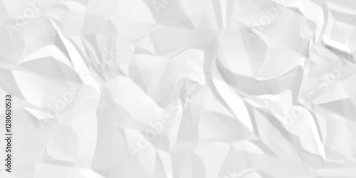 Abstract white crumpled paper texture background  Realistic illustration of crushed empty blank paper page. Creased and wrinkled paper texture background