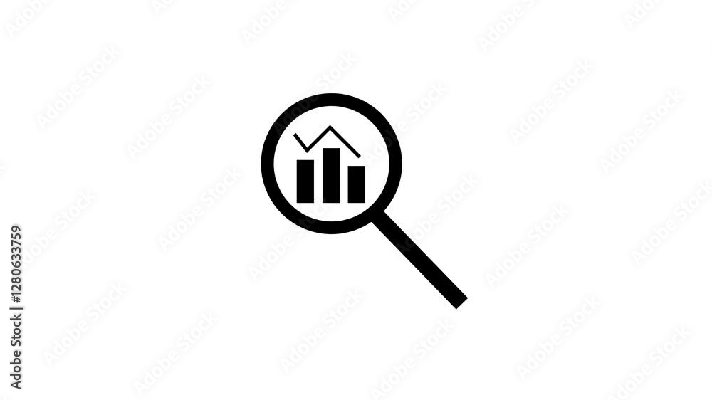 bar chart sign and magnifying glass represent searching business ideas for office and web icon bar chart sign and magnifying glass represent searching business ideas for office and web icon