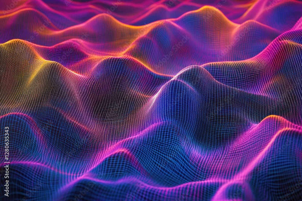 Fototapeta premium Vibrant holographic waves of light showcase a dynamic display of color and movement in a high-quality visual experience