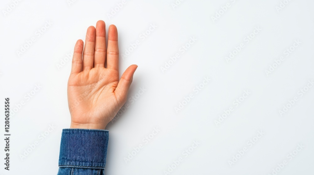 Close Up Of Human Hand With Knitted Sleeve Against White Background. Close Up Of Human Hand With Knitted Sleeve Against White Background.