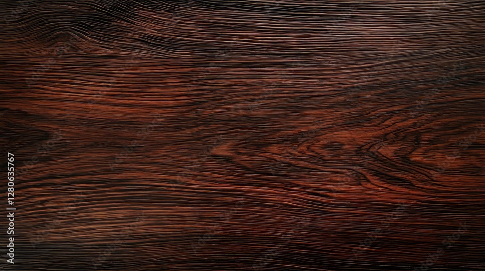 Fototapeta premium Dark wooden background with rich walnut grain and texture. Oak and timber elements create a natural, glossy finish, resembling a modern parquet or laminate design