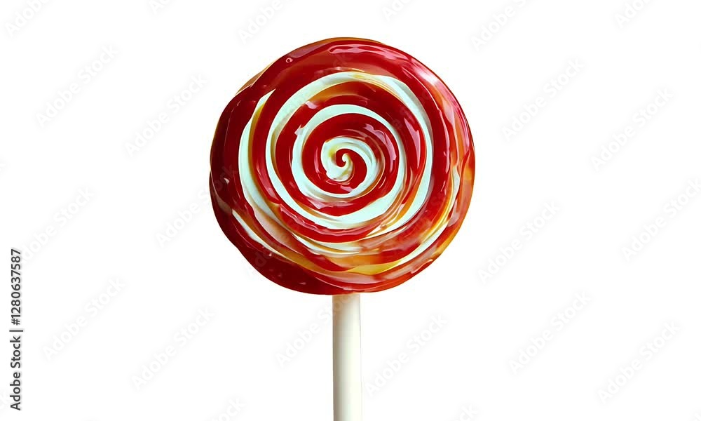 Red and White Swirled Lollipop on a White Background Red and White Swirled Lollipop on a White Background