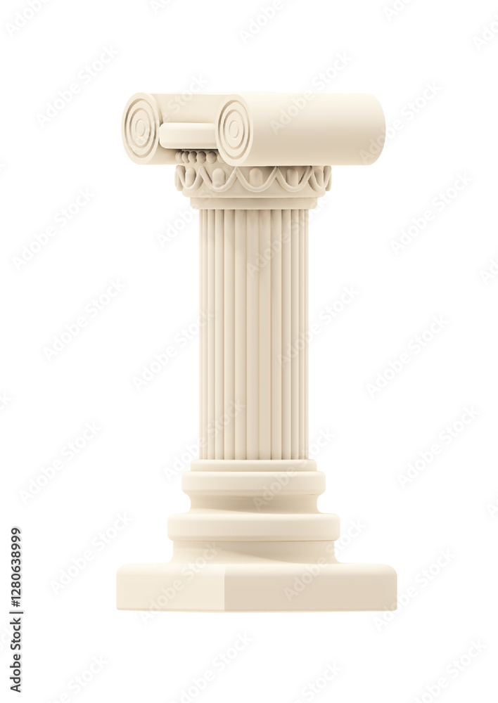Ancient greek column. 3D render realistic cartoon style. Isolated on transparent background. Ancient greek column. 3D render realistic cartoon style. Isolated on transparent background.