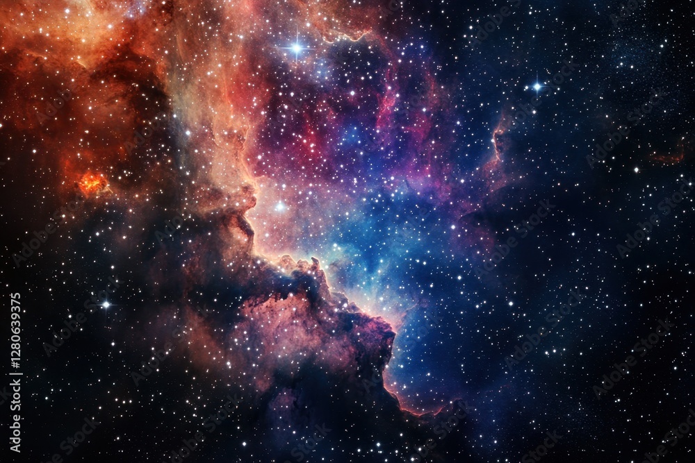 Fototapeta premium Majestic cosmic nebula showcasing vibrant colors and countless stars in deep space
