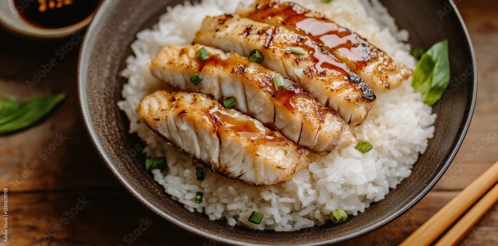 Delicious white rice drizzled with savory sauce, served in a vibrant and fresh presentation. Delicious white rice drizzled with savory sauce, served in a vibrant and fresh presentation.