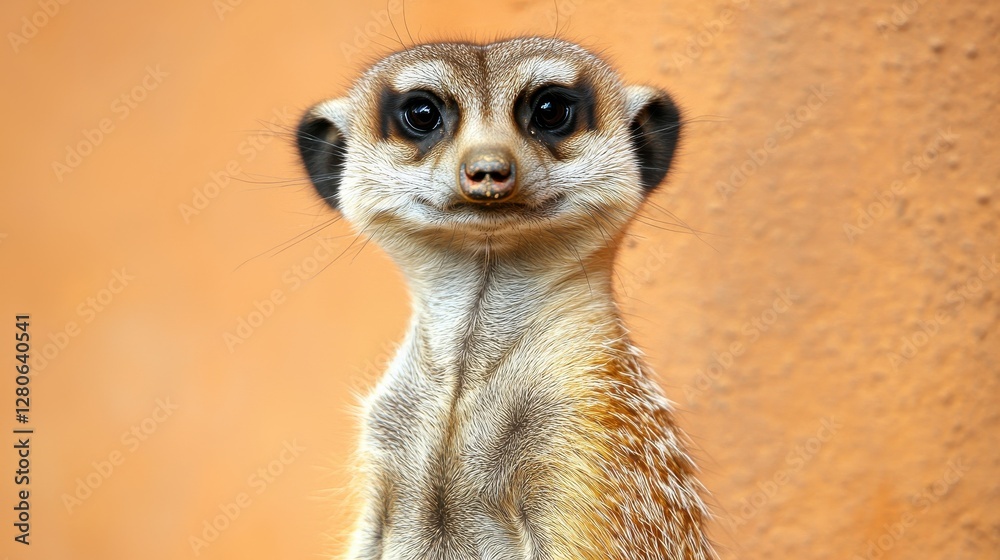 Fototapeta premium Curious meerkat observing its surroundings at a zoo wildlife photography natural habitat close-up view animal behavior