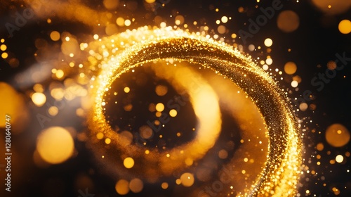 gold and black spiral glitter, abstract golden sparkle, glowing swirl background
