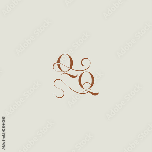 monogram wedding style logo concept initial with thin line QQ contemporary modern curvy letter