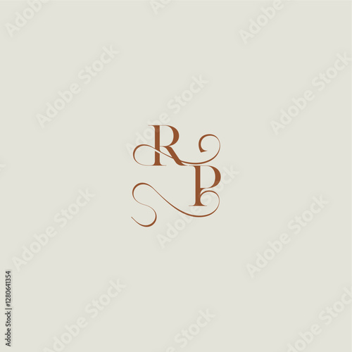 monogram wedding style logo concept initial with thin line RP contemporary modern curvy letter