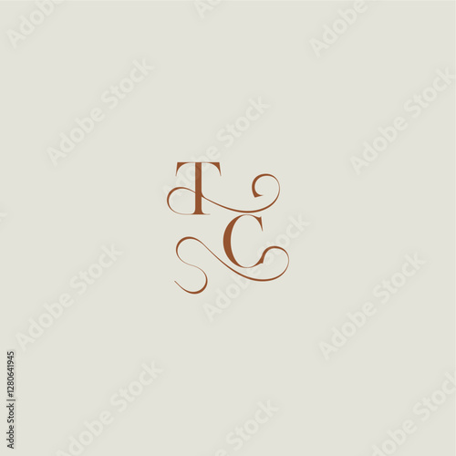 monogram wedding style logo concept initial with thin line TC contemporary modern curvy letter