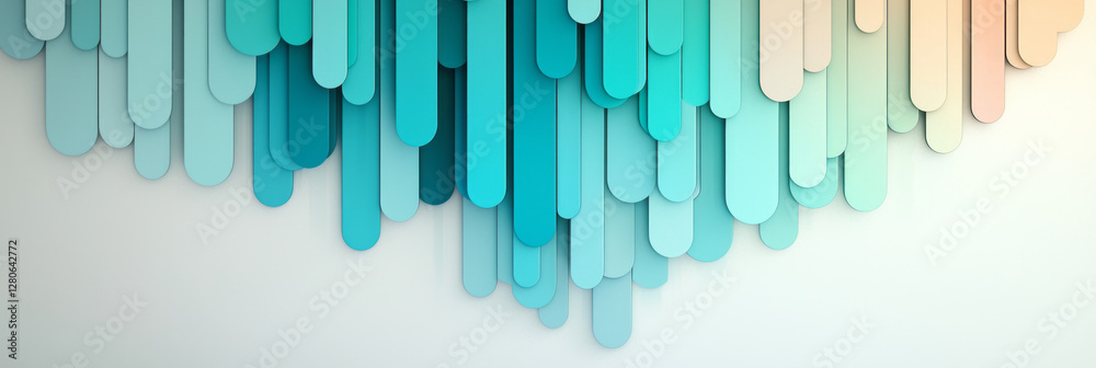 Obraz premium Abstract columns of gradient panels tinted from electric teal to near-black, leaning at slight