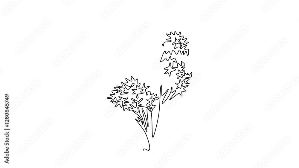 Animated self drawing of continuous line draw beauty Japan sakura tree logo icon. Decorative cherry blossom plant for home decor wall poster art print. Travel and tours. Full length one line animation