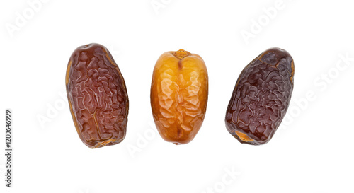 3 juicy dates with detailed surfaces great for ramadan dishes and artistic culinary displays